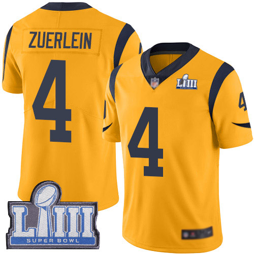 Los Angeles Rams Limited Gold Men Greg Zuerlein Jersey NFL Football 4 Super Bowl LIII Bound Rush Vapor Untouchable
